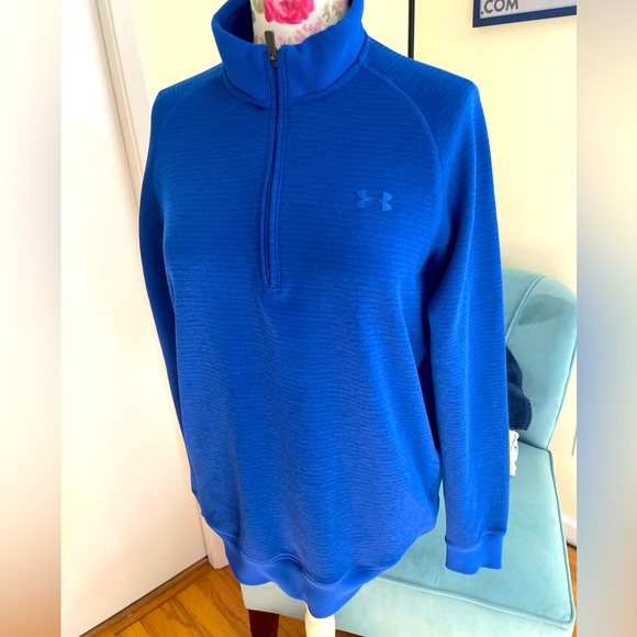 Under Armour Cold Gear Storm 1/4 Zip Pullover Fleece Sweater Electric Blue  L - Picture 1 of 16